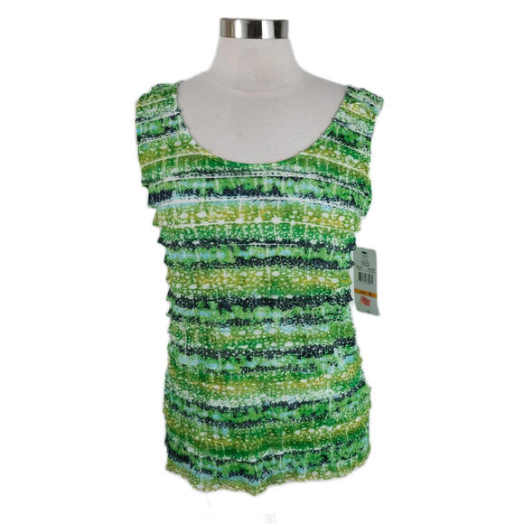 NEW Lark Lane Womens Scoop Neck Green Abstract Tank Blouse S - Picture 1 of 9
